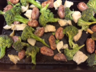 sausage, chicken, &amp; veggie bake with broccoli